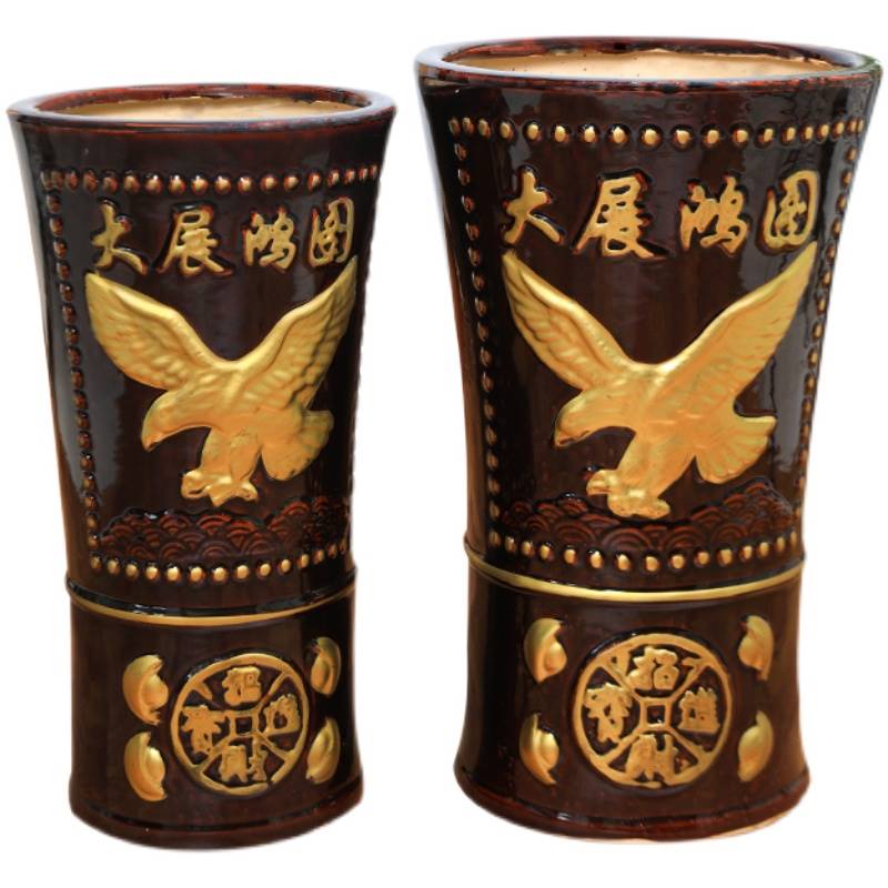 古典家用客厅落地简约大号特大号发财树绿植盆栽高筒种树陶瓷花盆