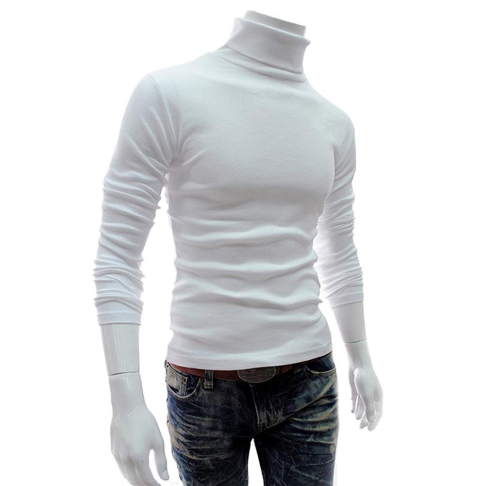 Long Sleeve Men T-shirt Turtleneck Men Pullover Soft Blouse