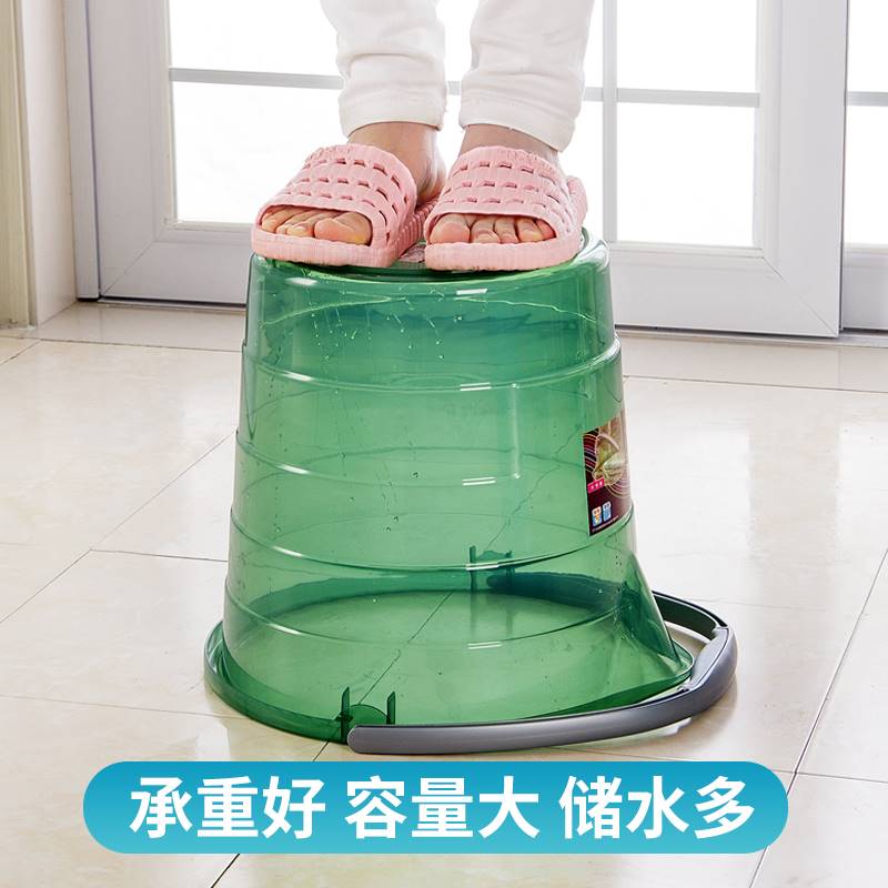 水桶家用手提学生宿舍洗澡圆桶拖把透明加厚大号储水用塑料洗衣桶