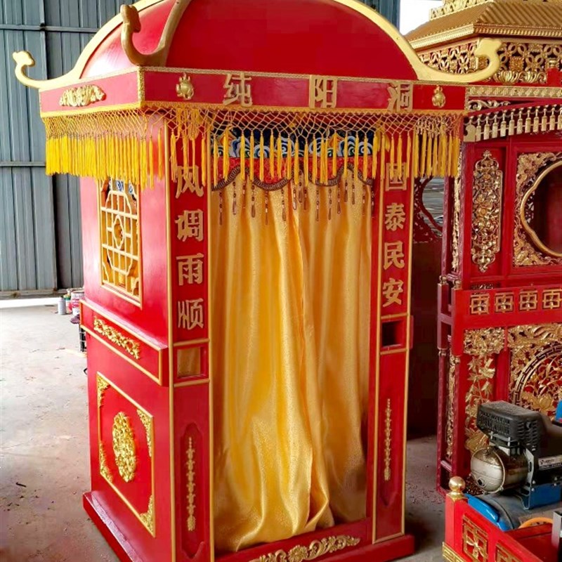 实木八擡大花轿子卯榫木质如意龙凤结婚中式婚礼婚庆道具新郎官轿