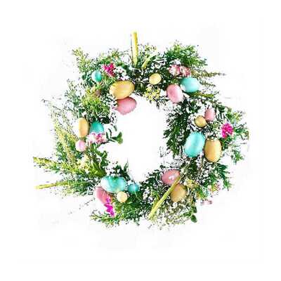 极速Easter Egg Wreath Front Door Wall Hanging Window Artific