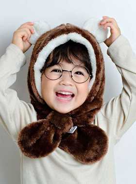 A child baby hat scarf a whole winter earmuffs face lovely