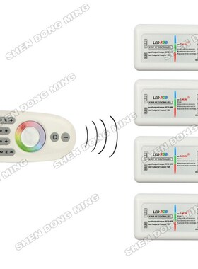 极速1pcs Remote+4x RGB Controller, 2.4G 4-Zone Wireless RF R