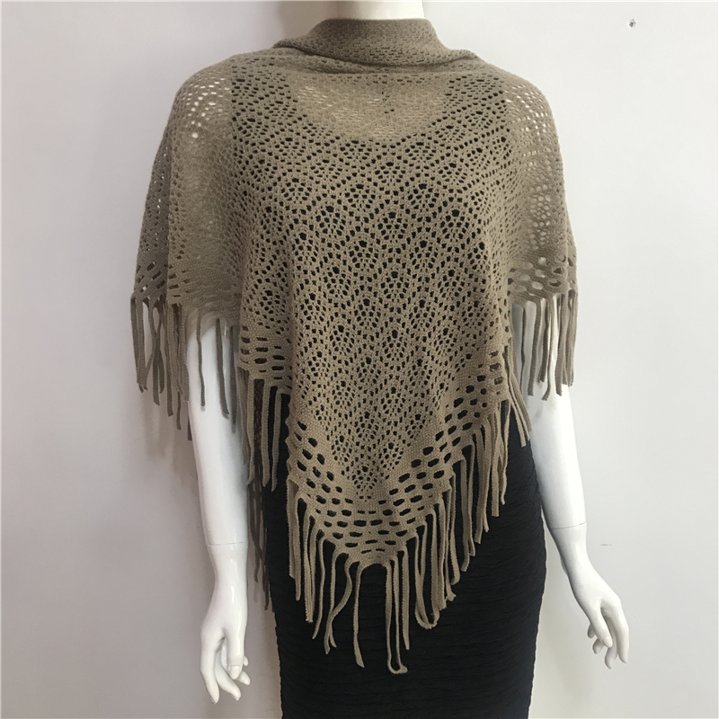 2023新款冬季韩版流苏针织毛线三角巾纯色时尚百搭披巾围脖围巾潮