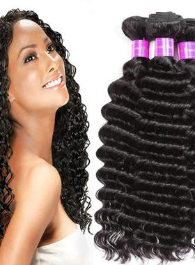 6A human hair 1b deep wavy real hair curtain