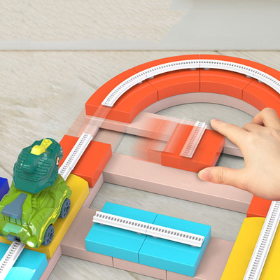 极速Building Block Electric Dinosaur Car Assembly Train Race