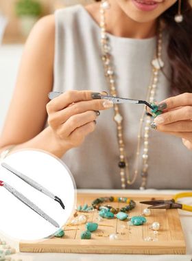 2pcs Diy Beads Tweezers Cooking Tweezers School Tweezers