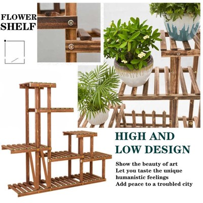 5 Tiers Wooden Flower Rack 97x25x98cm Plant Stand Bonsai Dis