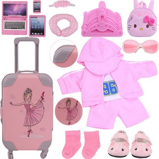 Reborn New Pink Doll Clothes Shoes Suitcase Set For 18Inch A