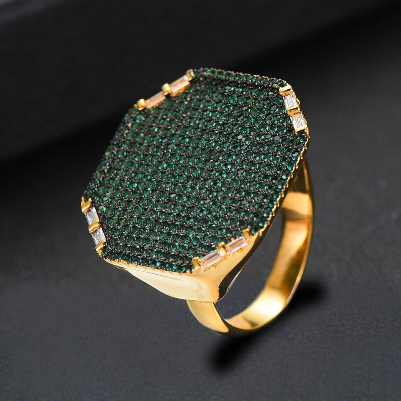 ndy Dubai African Big Square Ring for Women Full Cubic Zirco