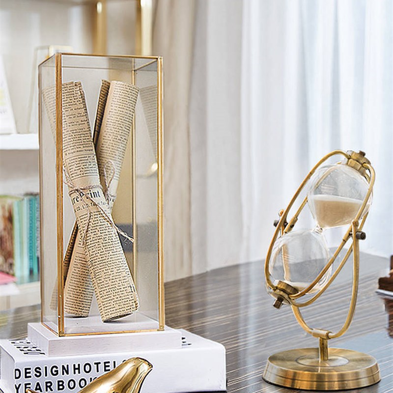 --欧式样板间书桌酒柜装饰品旋转沙漏摆件家居客厅玄关电视柜计时