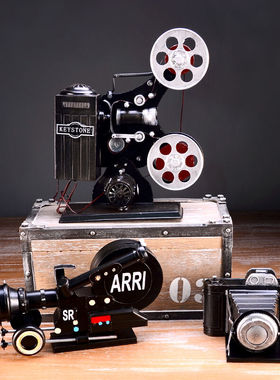 复古怀旧老式铁皮录音机收音机电视机模型摆件拍摄影视道具装饰红