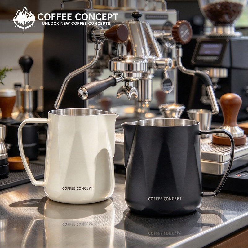 Coffeeconcept咖概念钻石拉花缸带刻度尖嘴打奶不锈钢加厚拉花杯