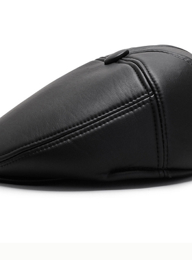 HT2629 Beret Cap Autumn Winter Hats for Men PU Leather Hat V