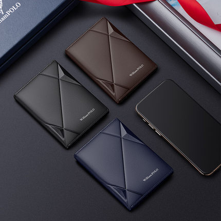 Mens Leather wallets RFID thin vertical card holder multi f