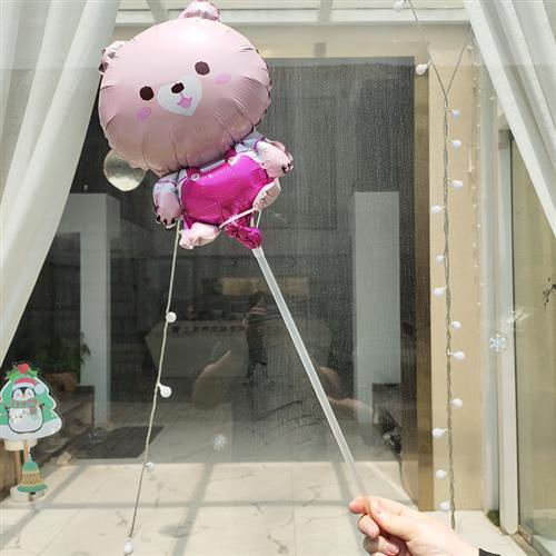 儿童卡通铝膜迷你气球带杆手持棒气球微商扫码引流活动地推小礼品