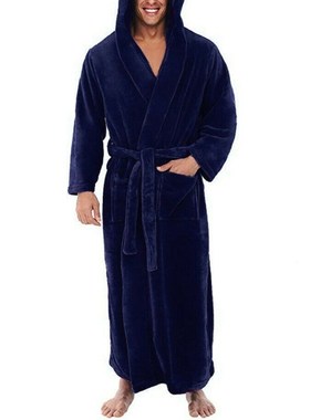 Winter Thick Warm Bathrobe Men Coral Fleece Robe Nightgown B