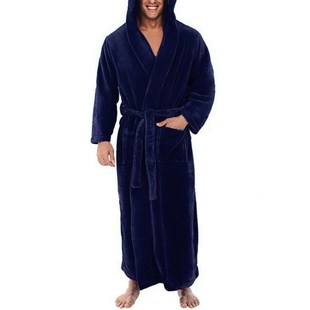 Winter Thick Warm Bathrobe Men Coral Fleece Robe Nightgown B