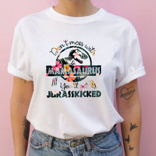 Women Clothes Fashion Summer Dinosaur Mom Life Flower Floral