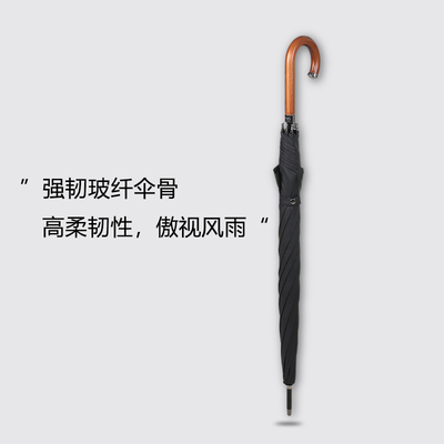 结实加固抗风长柄伞复古英伦木柄雨伞双人大号男自动定制logo