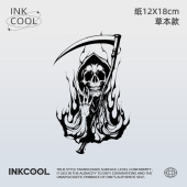 INKCOOL 防水保持久草本纹身贴IK133 焰骷髅纹身贴非主流个性
