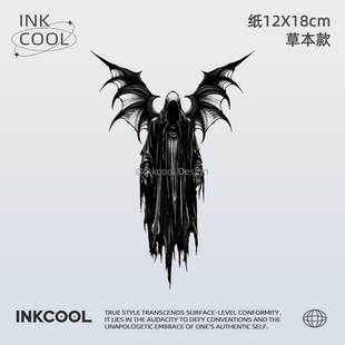 INKCOOL 防水保持久草本纹身贴IK099 暗黑翼影纹身贴张扬个性