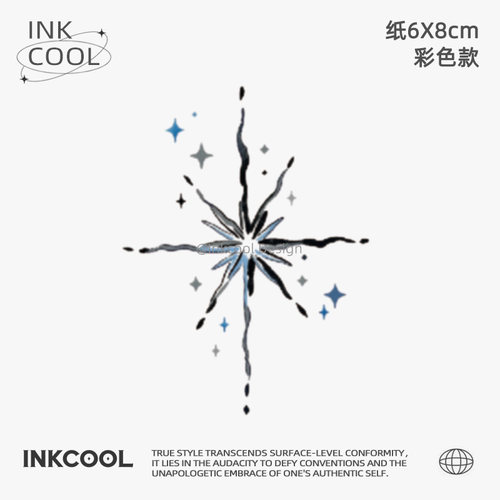 INKCOOL 黑十星纹身贴演唱会音乐节个性防水持久彩色纹身贴IC026