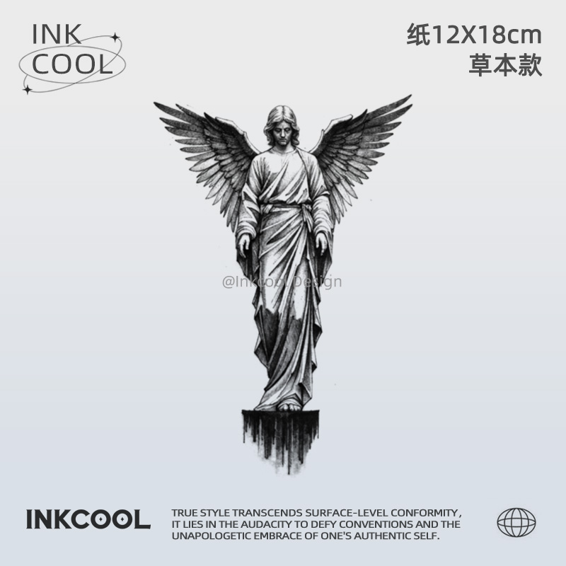 INKCOOL 天使像纹身贴个性防水防汗持久植物草本纹身贴男女IK132