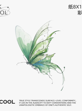 INKCOOL 绿蝶纹身贴2025新款彩绘小清新防水持久彩色纹身贴IC077