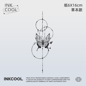 INKCOOL 线阵蝴蝶纹身贴ins风女性感防水持久简约草本纹身贴IK025