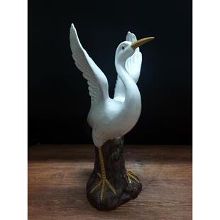 陶瓷松鹤丹顶鹤仙鹤摆件庭院假山水池饰品客厅玄关结婚生日礼品