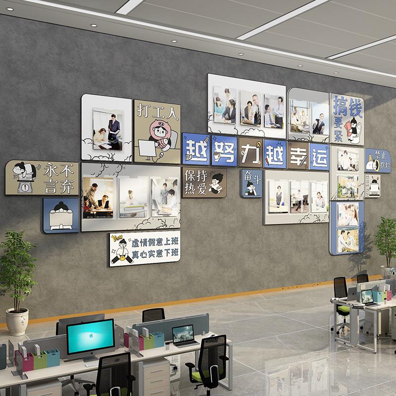 员工风采展示照片墙面装饰贴画办公室司氛围布置企业文化形象告栏