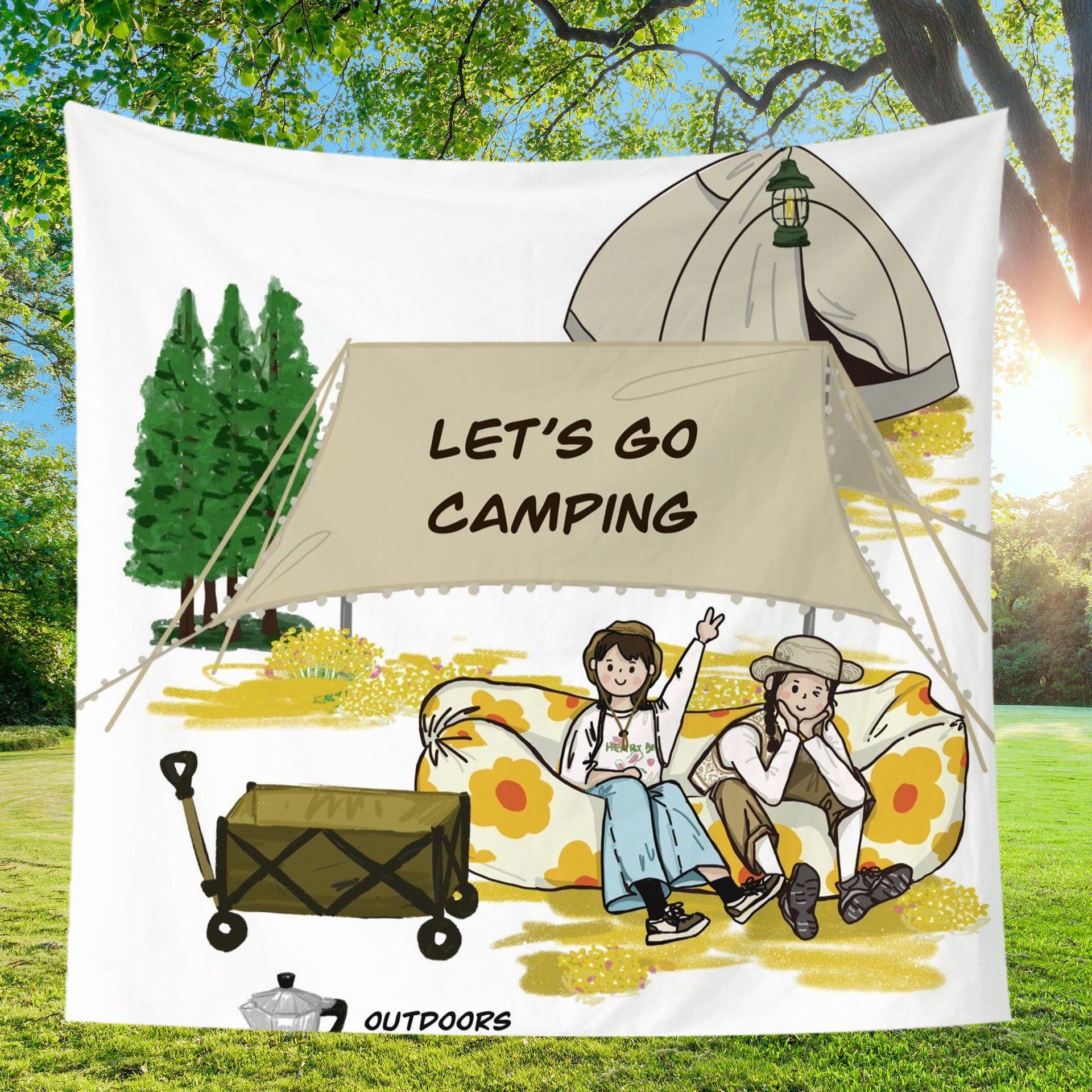 露营风挂布户外营地野营氛围帐篷装饰背景布野餐后尾箱摆摊旗帜