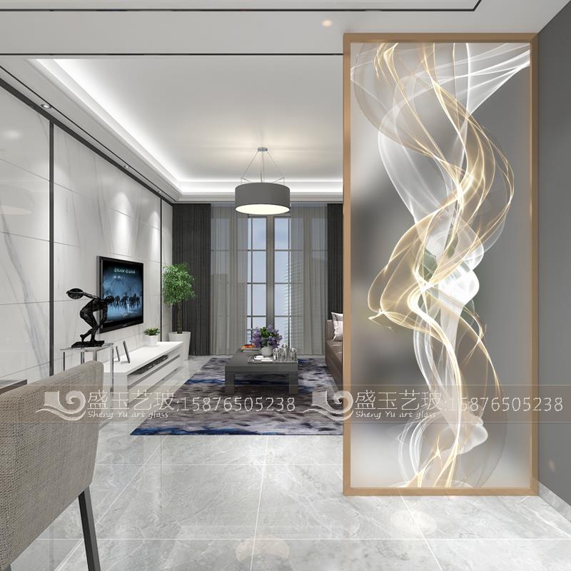 艺术玻璃屏风隔断墙客厅现代简约装饰卧室遮挡入户玄关轻奢小户型