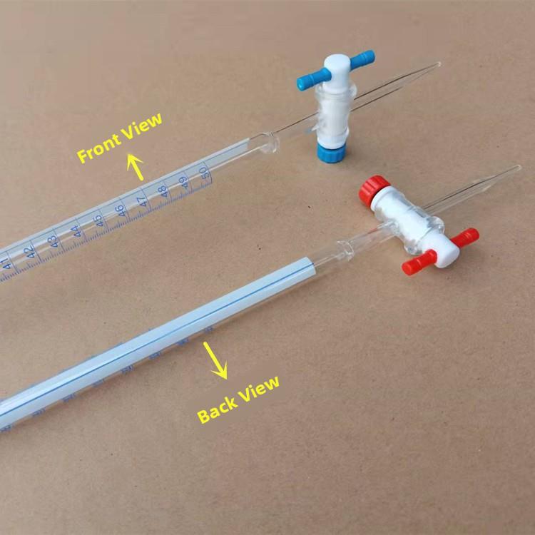 蓝白线四氟滴定管A级25/50ml 聚四氟乙烯活塞 酸式碱式通用