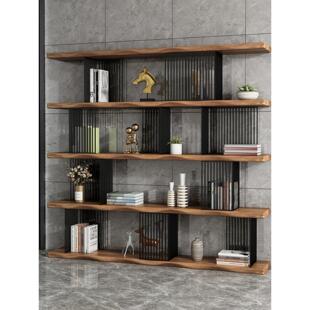 铁质实木多层储物架客厅办公室落地式书架展示架简易展示架存储架