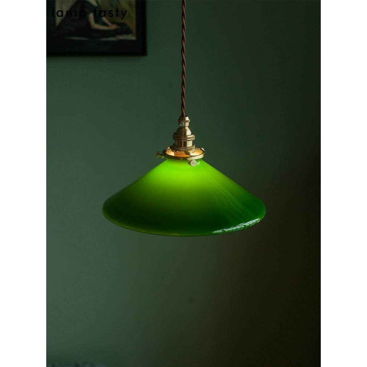 老上海复古绿色玻璃吊灯 日式中古vantage民宿餐厅橱窗茶室吊灯