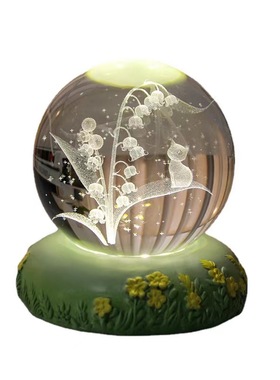 玻璃摆件宇宙发光水晶球生日礼物星空小夜灯治癒网红铃兰花玫瑰花