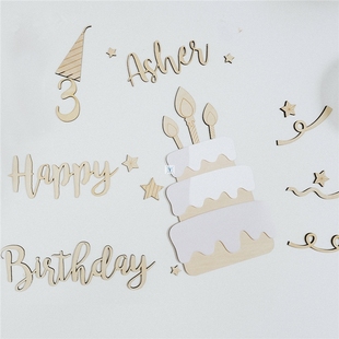 Happy Background Birthday Decoration Wall Party Wooden