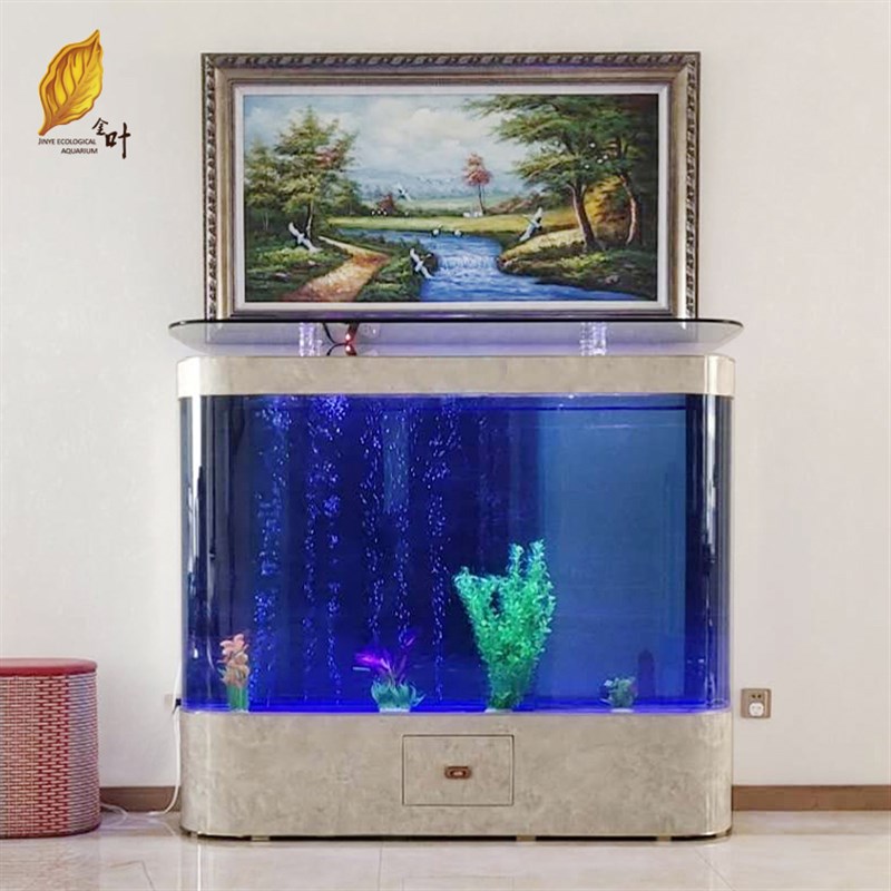 鱼缸双圆家用客厅落地式玻璃免换水生态水族箱招财中大型懒人鱼缸