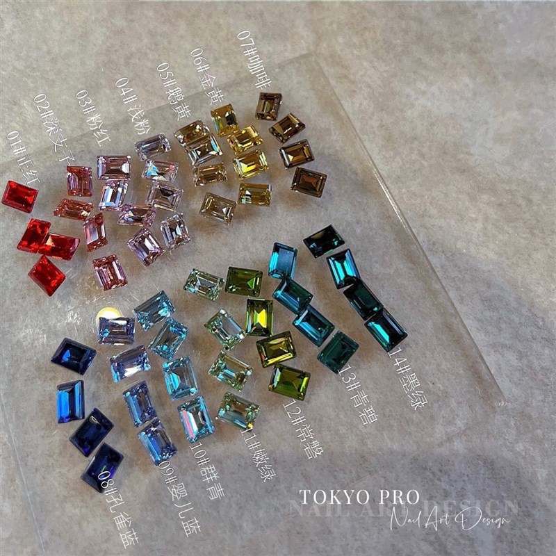 美甲水钻装饰品网红爆款2022新款长方钻爆闪指甲尖底钻石彩钻超闪