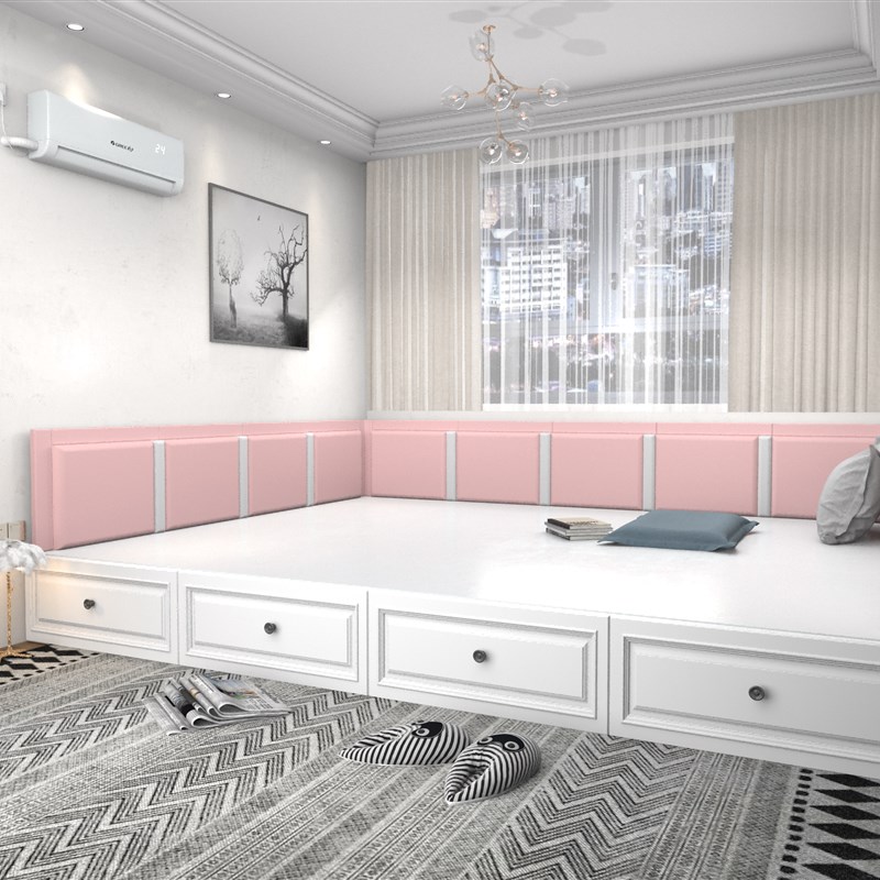 定制科技布榻榻米软包防撞壁贴儿童床围防撞墙贴炕围子床头板靠背