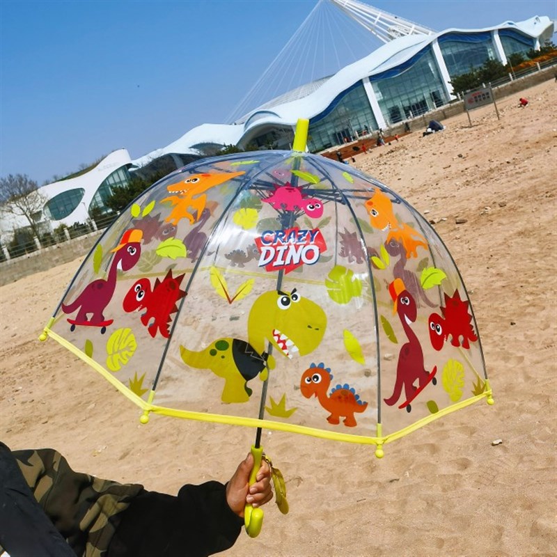 新款儿童卡通小雨伞宝宝透明推拉开关男孩幼儿园汽车伞男童透明伞