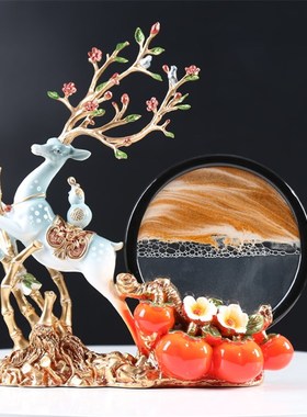 流沙画摆件创意艺术沙漏家居玄关客厅酒柜电视柜轻奢招财鹿装饰品