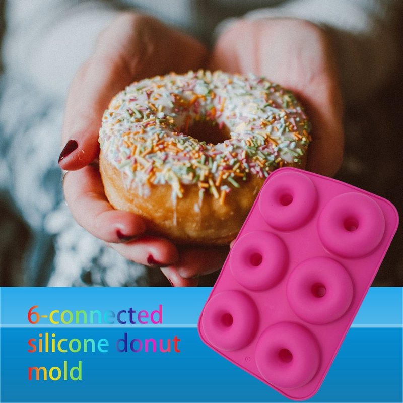 6 Cavity Silicone Donut Baking Pan Non Stick Mold Dishwashe