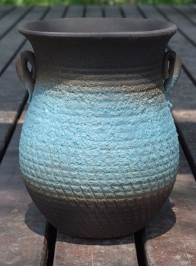 多肉老庄法师盆绿植蓝色黑色紫砂花卉简约红陶桌面透气粗陶自动