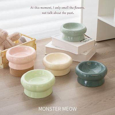 .花瓣陶瓷猫碗高脚猫碗猫水碗宠物猫食盆狗盆狗碗保护颈椎猫粮碗