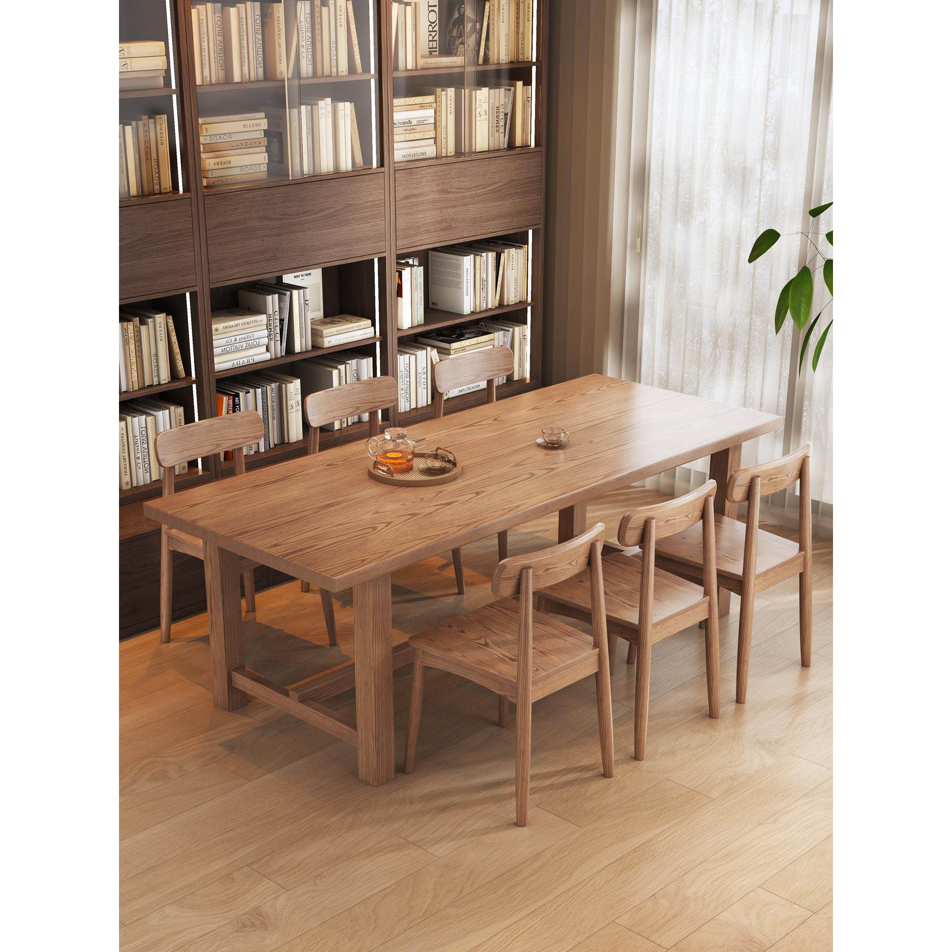 全实木餐桌家用去客厅化原木大板桌椅组合长方形书桌白蜡木工作台,住宅家具,实木餐桌,淘宝优惠券,粉丝福利购,淘宝优惠卷