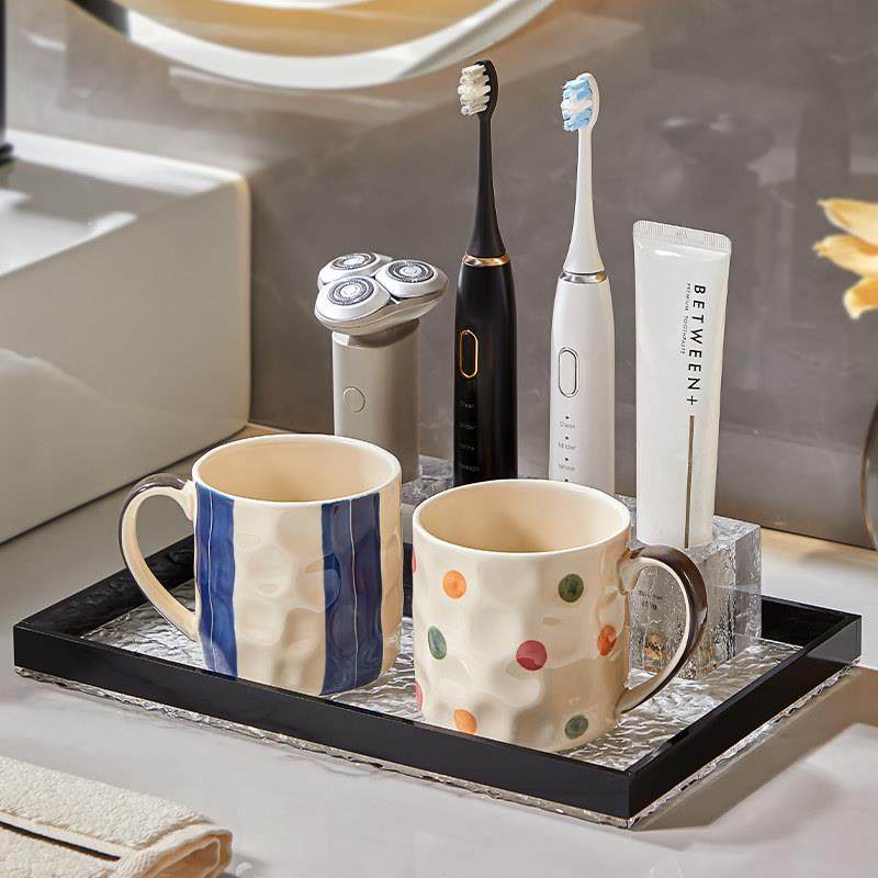 轻奢陶瓷漱口杯高颜值洗漱杯收纳套装情侣家用刷牙杯子牙刷置物架