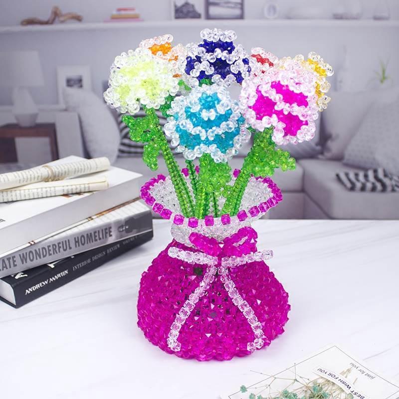 成品串珠编织花瓶客厅餐厅书房鲜花干花仿真插花创意手工家居摆件
